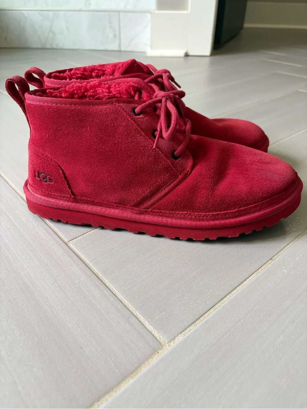 UGG Neumel Red Suede Lace-Up Boots